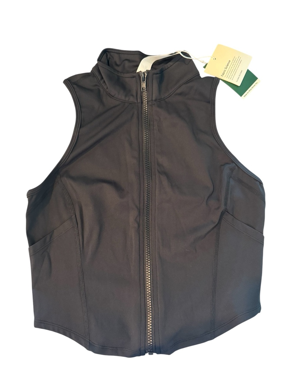 NWT HALARA Black Sleeveless Zip-Front Active Vest